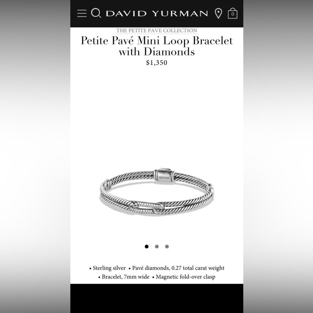 David Yurman Petite Pave Mini Loop Bracelet with Diamonds